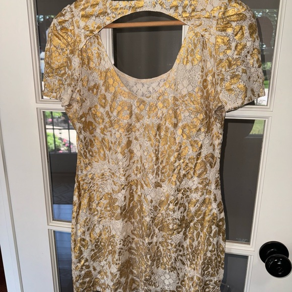 Beulah Gold Mini Dress Size Large - Picture 4 of 5